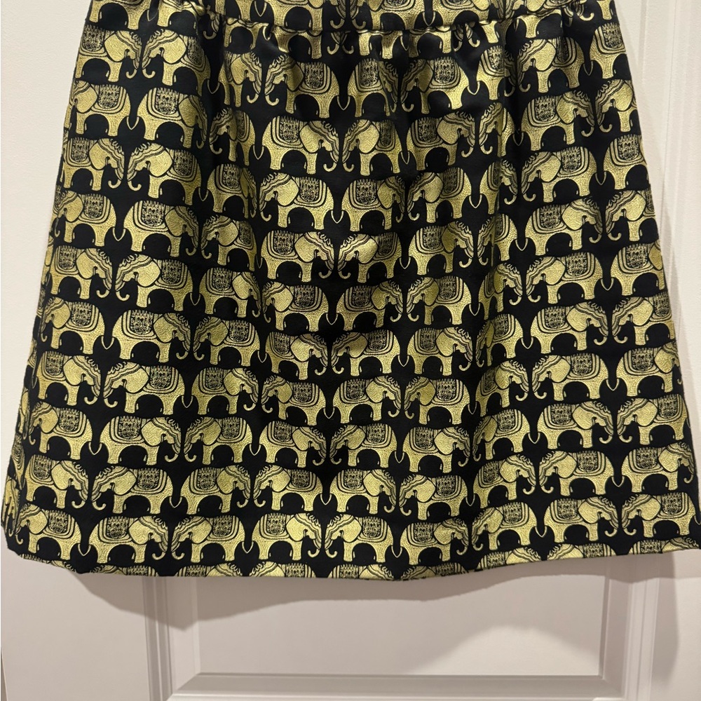 Crown & Ivy Black and Gold Elephant A-Line Skirt